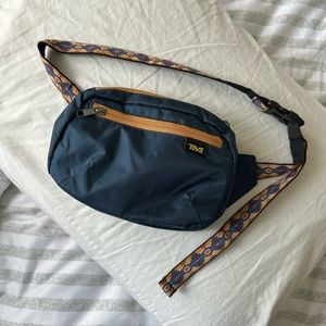 Teva Crossbody Bag in Blue and Yellow Pattern